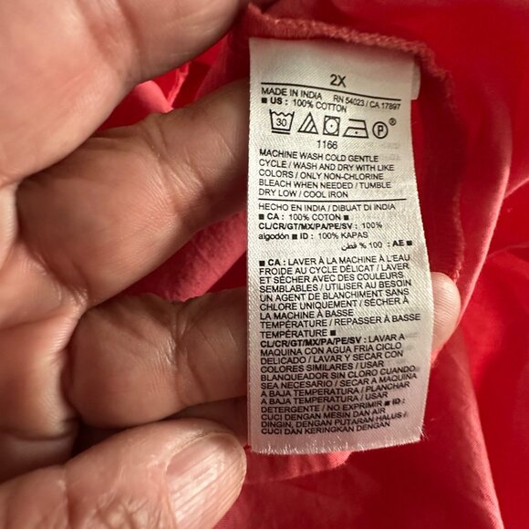 Old Navy Womens Coral Peasant Blouse 2X Cotton Short Sleeve Elastic Neck - Picture 5 of 12